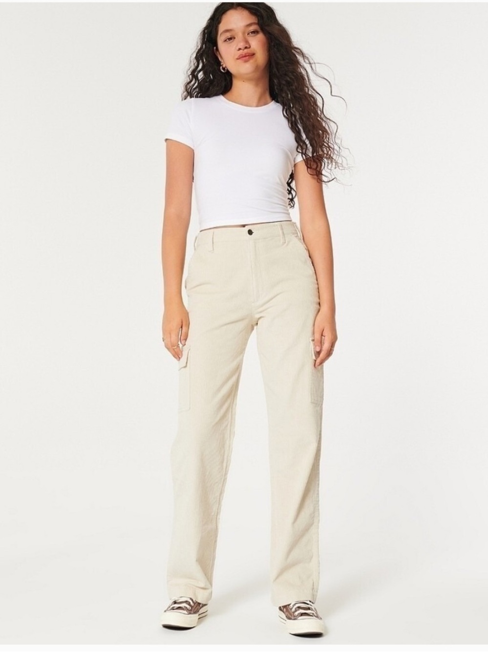 Hollister Cream Straight-Leg Pants